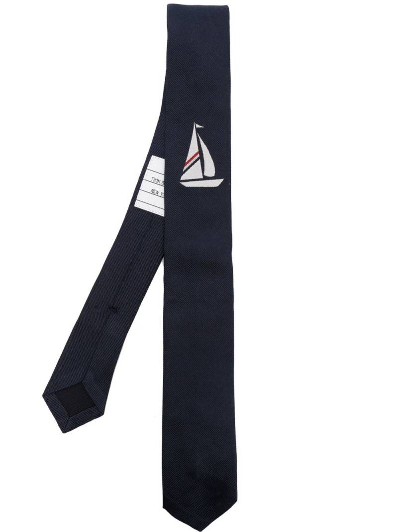 Thom Browne sailboat icon jacquard tie - Blue von Thom Browne