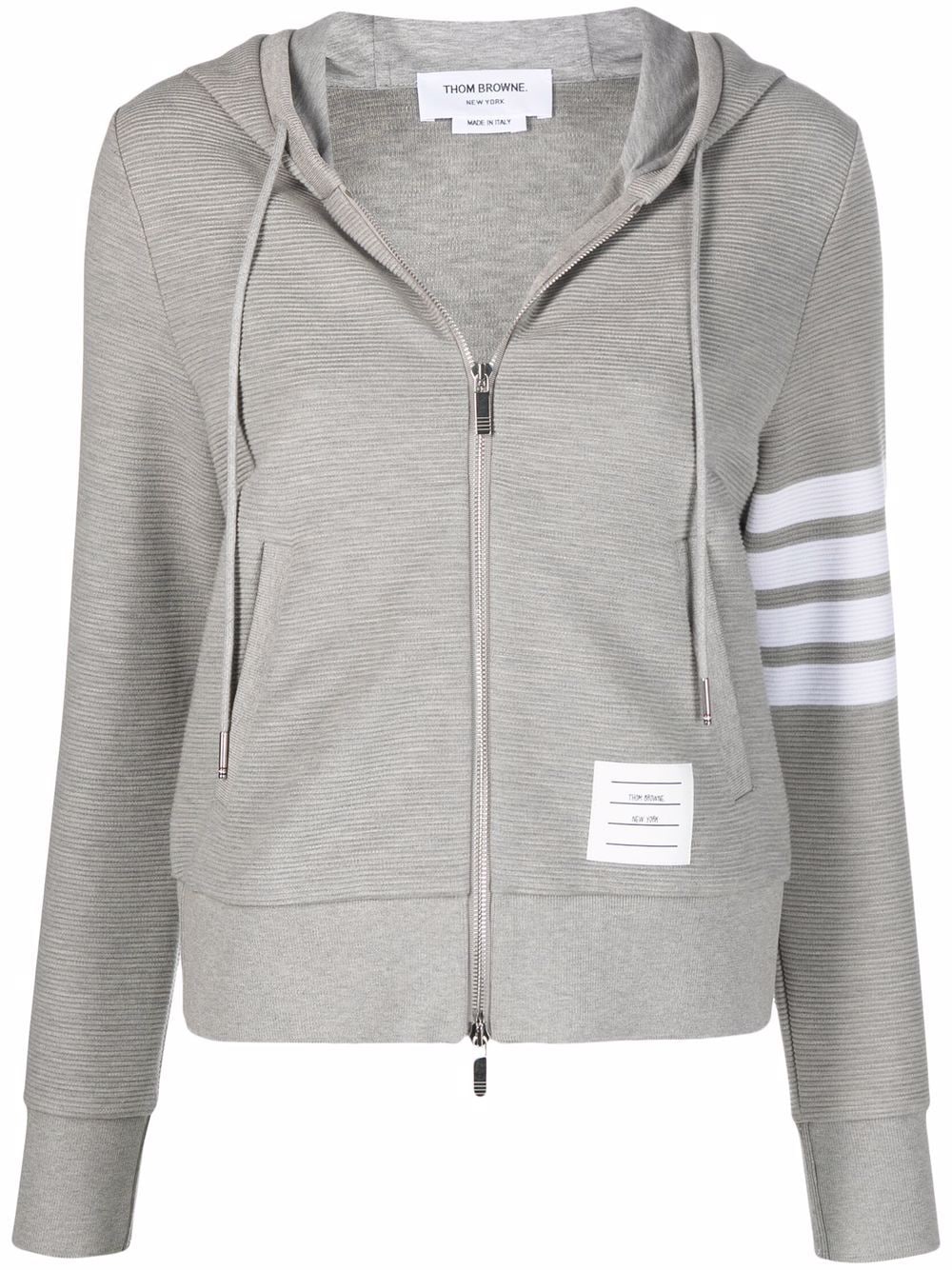 Thom Browne signature 4-Bar stripe hoodie - Grey von Thom Browne