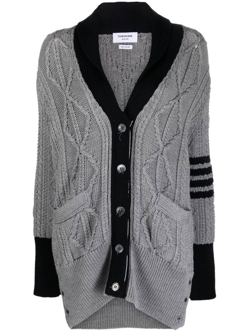 Thom Browne signature 4-bar stripe cardigan - Grey von Thom Browne