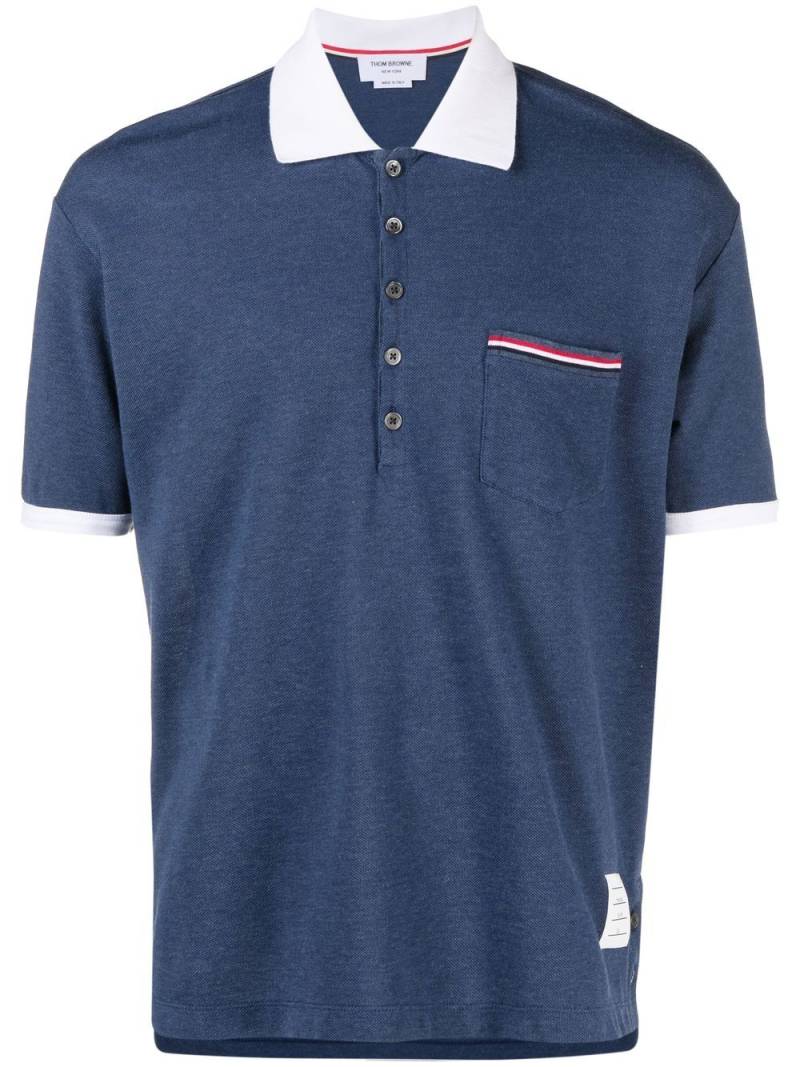 Thom Browne signature stripe-detail polo shirt - Blue von Thom Browne