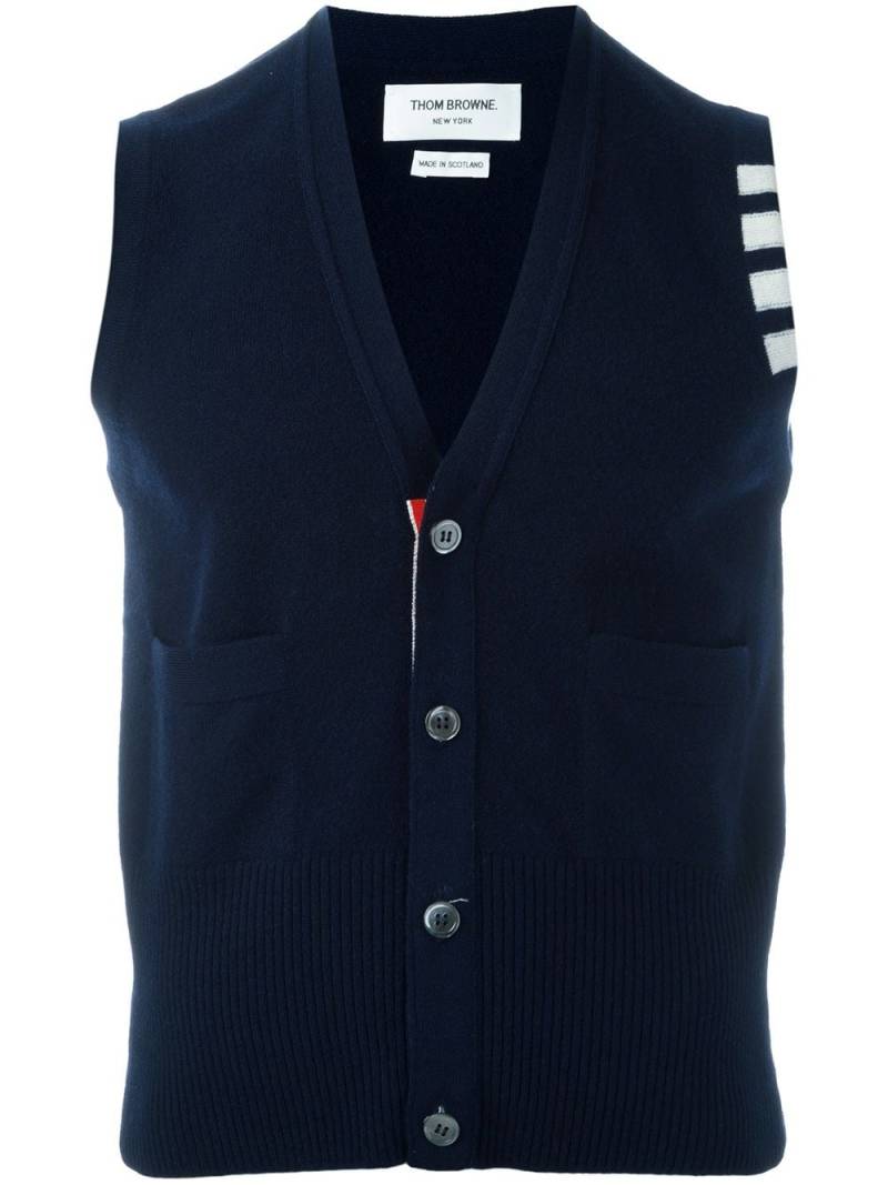 Thom Browne sleeveless buttoned cardigan - Blue von Thom Browne