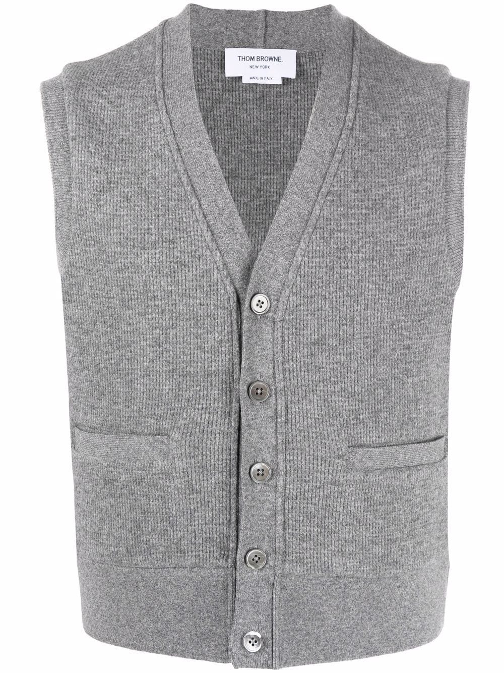 Thom Browne sleeveless cashmere cardigan - Grey von Thom Browne
