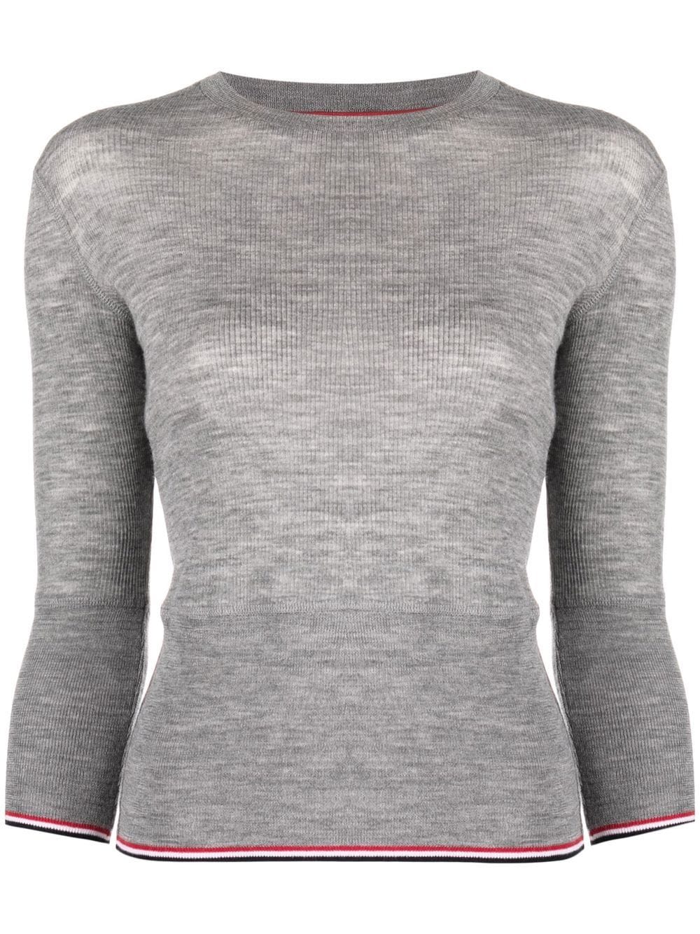 Thom Browne stripe-trim knit jumper - Grey von Thom Browne