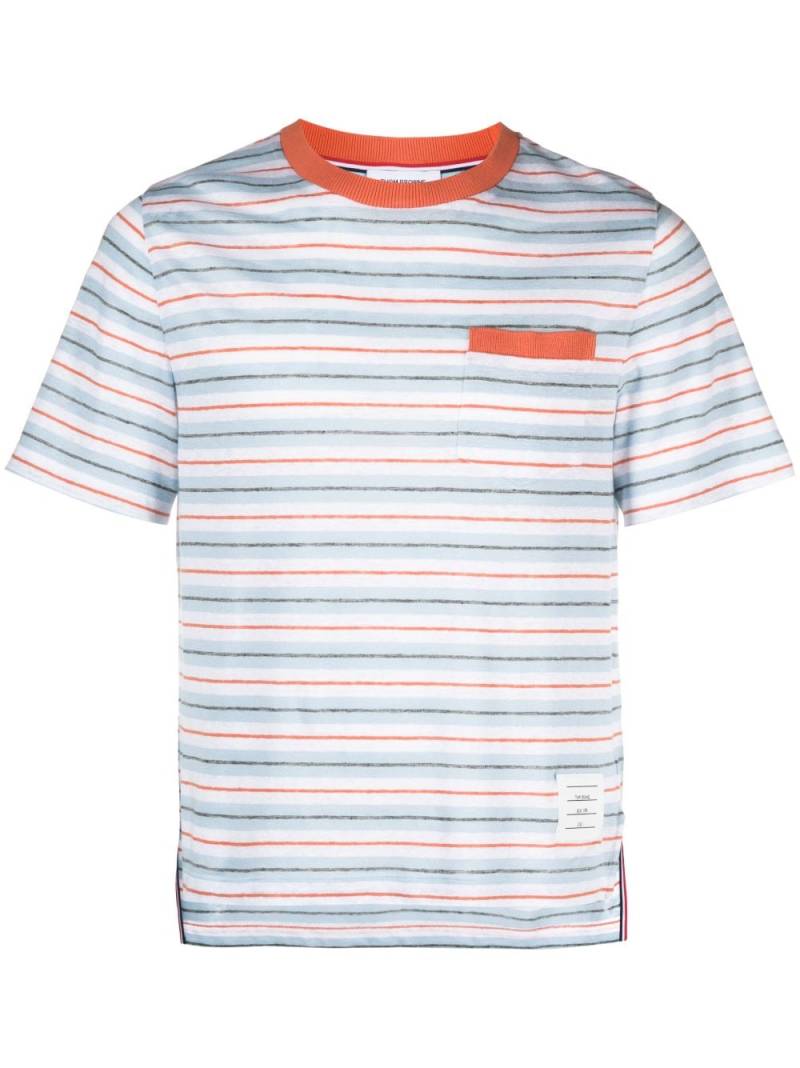 Thom Browne striped-detailed short-sleeved T-shirt - Blue von Thom Browne