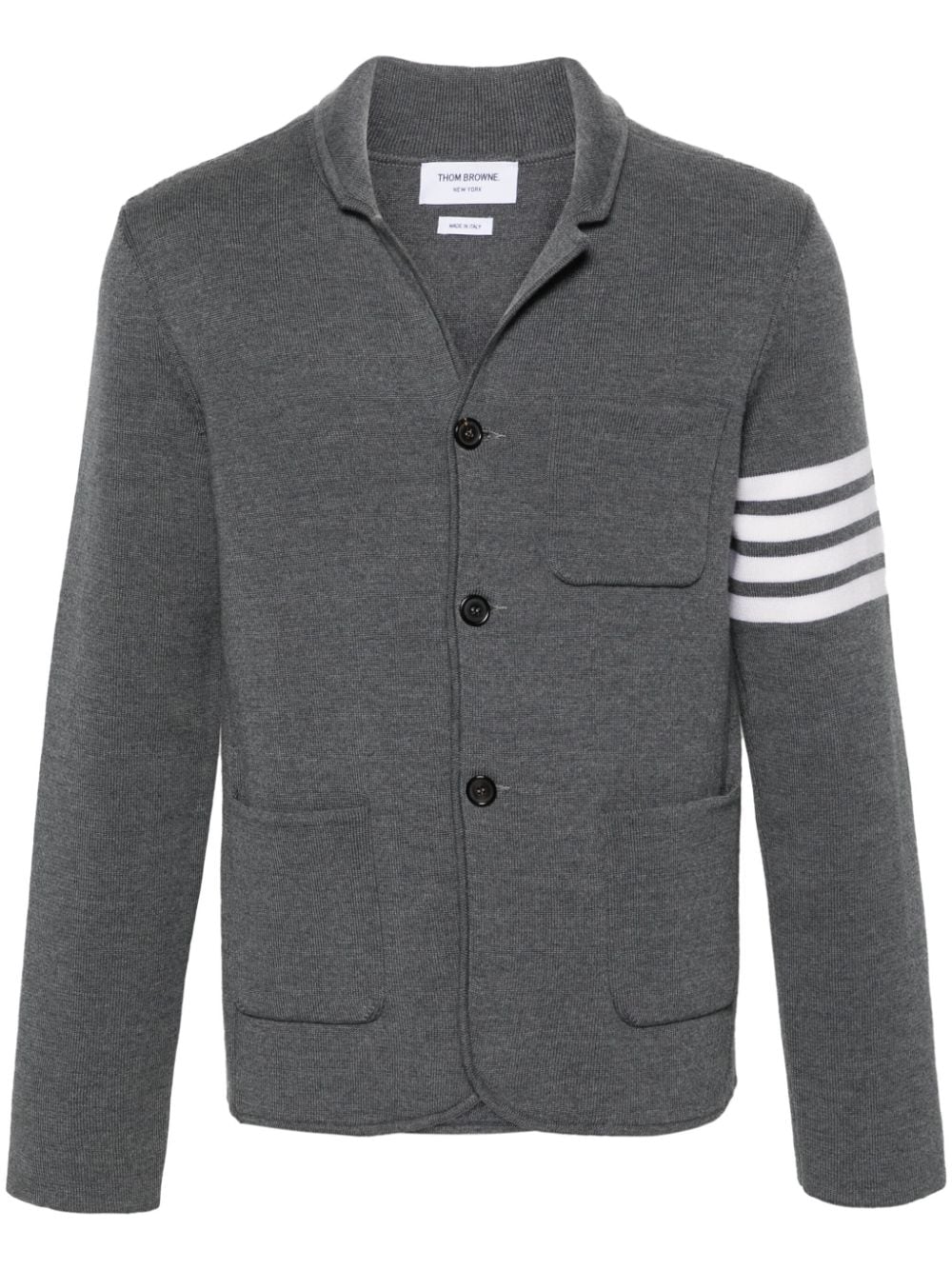 Thom Browne striped notched-collar cardigan - Grey von Thom Browne