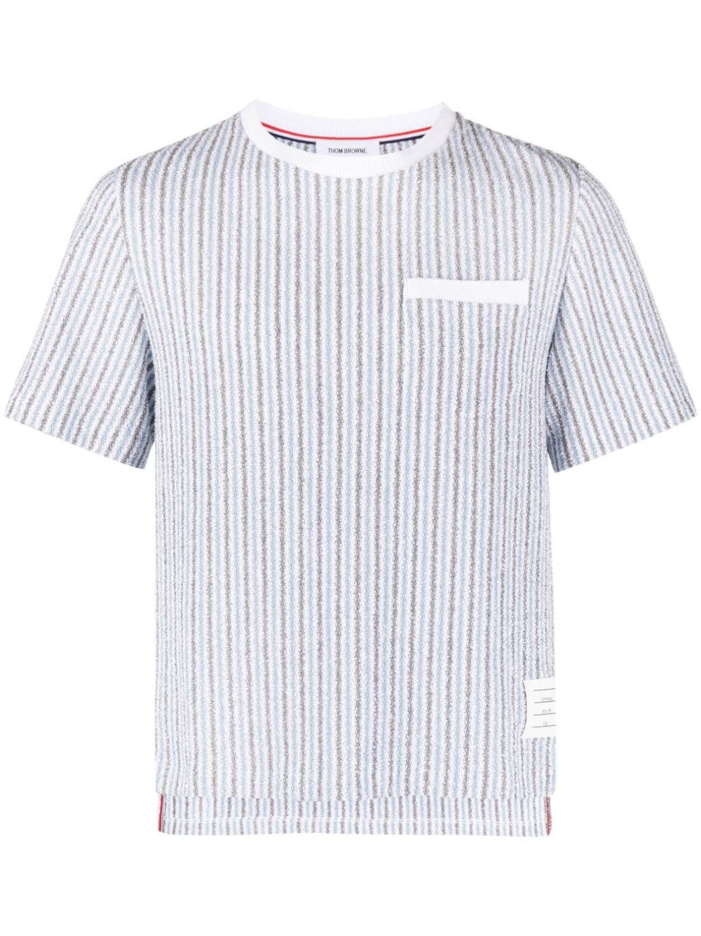 Thom Browne striped ribbed-knit T-shirt - Blue von Thom Browne