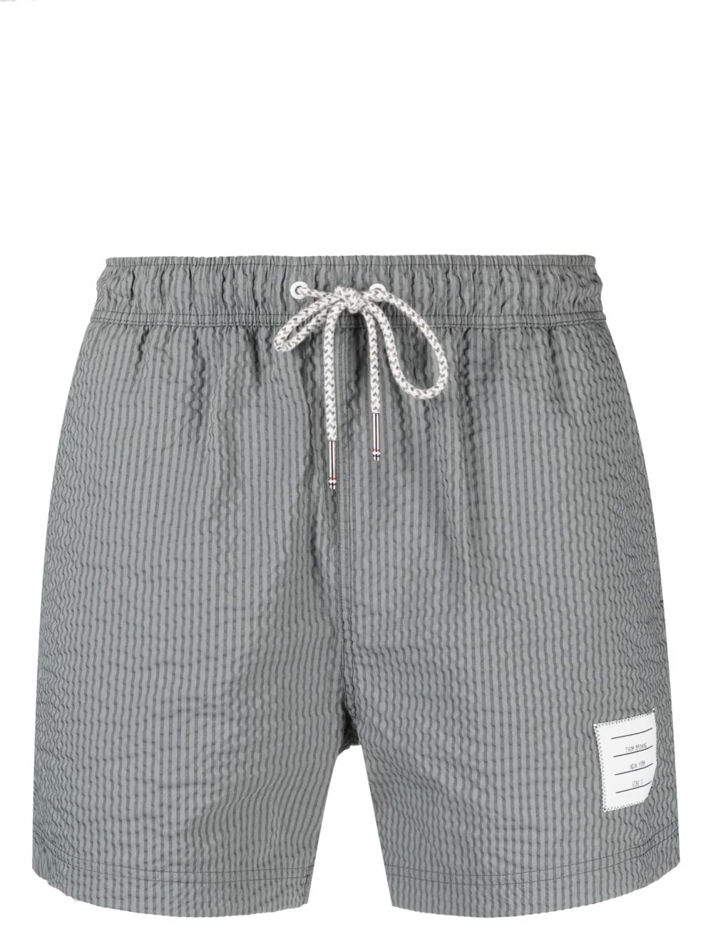 Thom Browne striped seersucker-texture swim shorts - Grey von Thom Browne