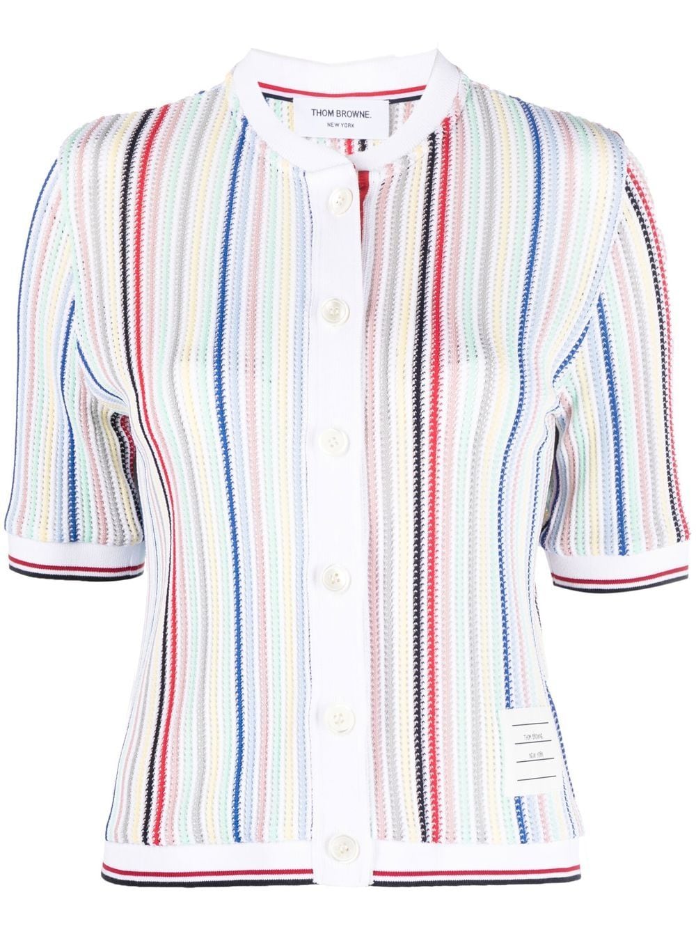 Thom Browne striped short-sleeve cardigan - White von Thom Browne