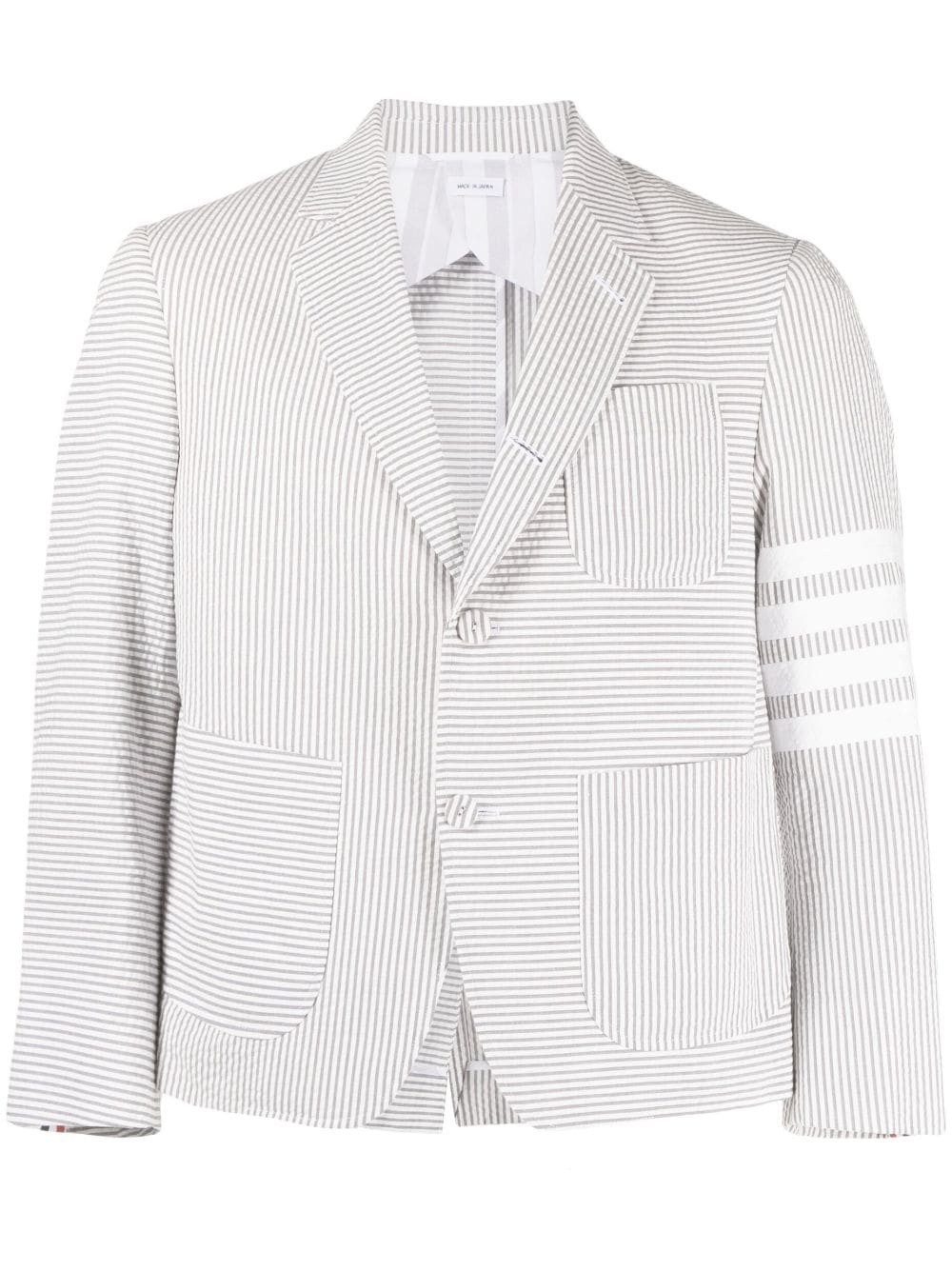 Thom Browne striped single-breasted blazer - Grey von Thom Browne