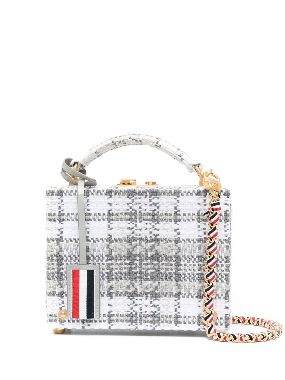 Thom Browne mini woven tartan tweed bag - Grey von Thom Browne