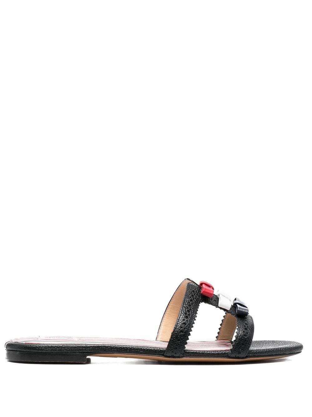 Thom Browne three-bow detail flat slide sandals - Black von Thom Browne