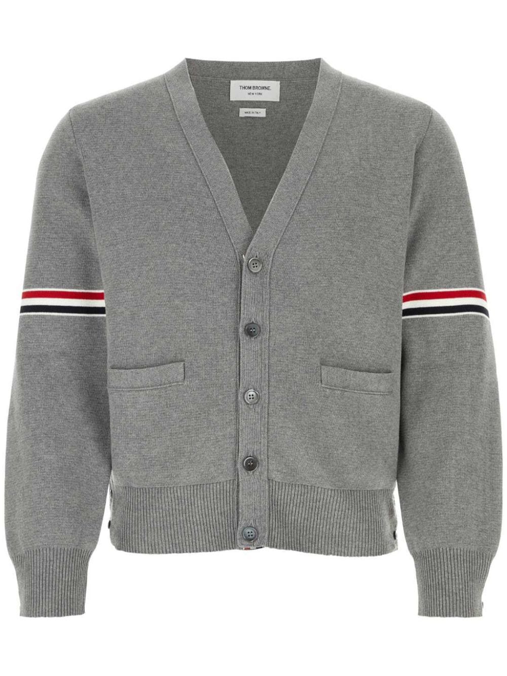 Thom Browne Milano stitch stripe armband cardigan - Grey von Thom Browne