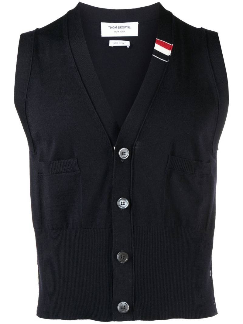 Thom Browne virgin-wool sleeveless cardigan - Blue von Thom Browne