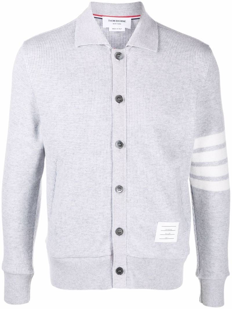 Thom Browne waffle-knit 4-Bar cardigan - Grey von Thom Browne