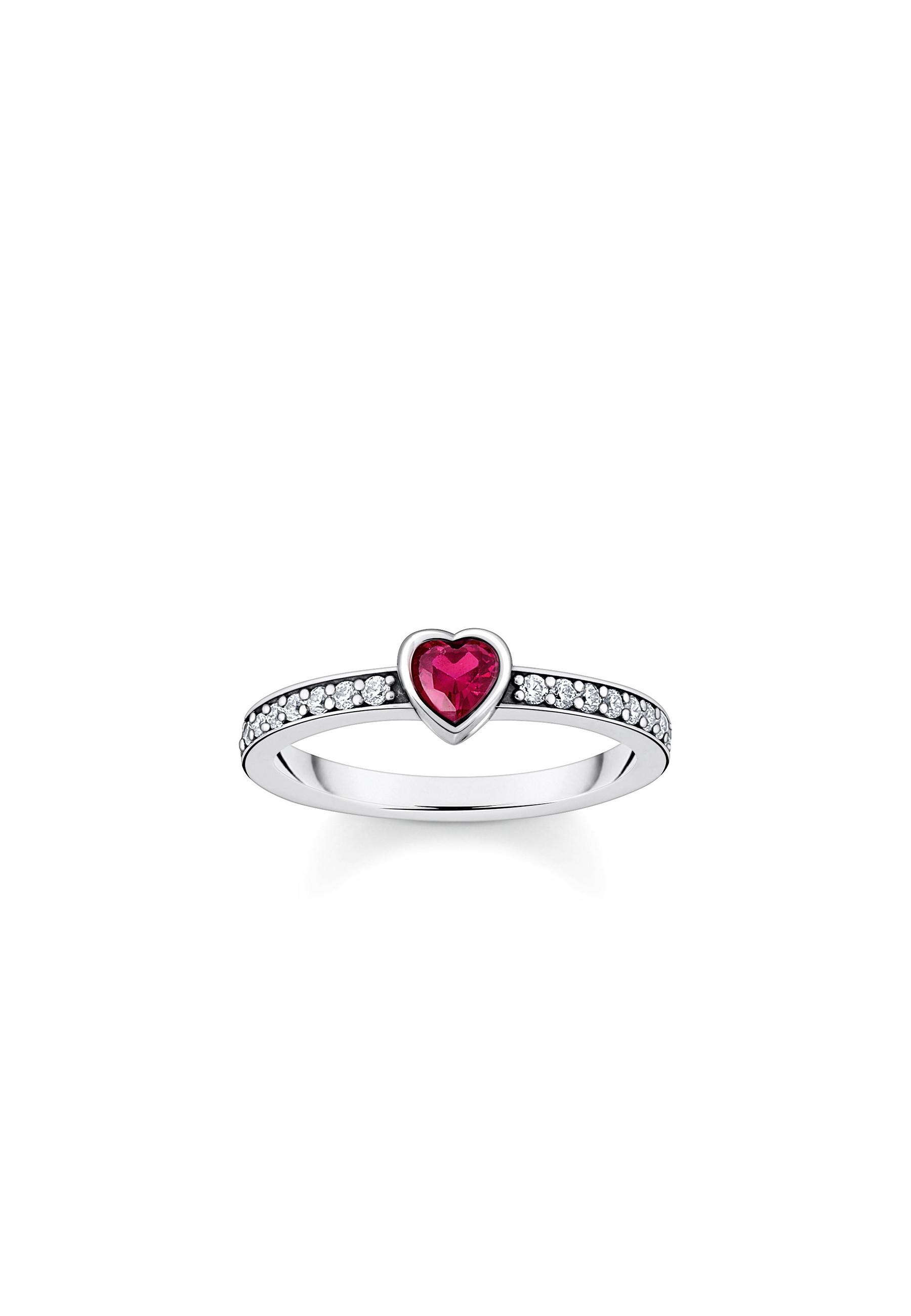 Ring Silber Solitär Rot Herzförmiger Stein Damen Rot 20mm von Thomas Sabo