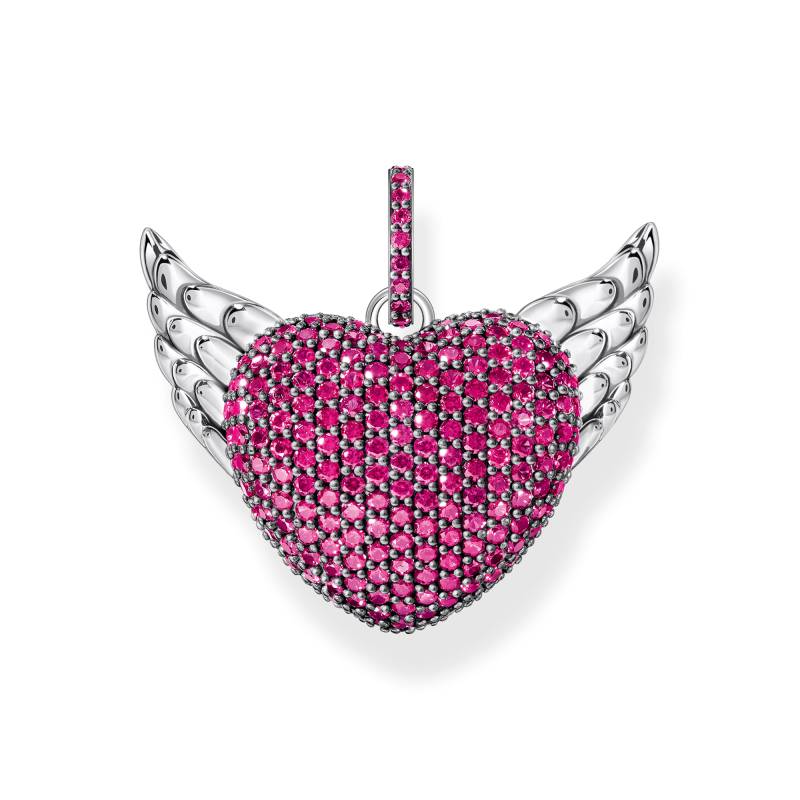 Thomas Sabo Anhänger Herz mit Flügeln und rubinroten Steinen Silber geschwärzt rot PE971-639-10 von Thomas Sabo