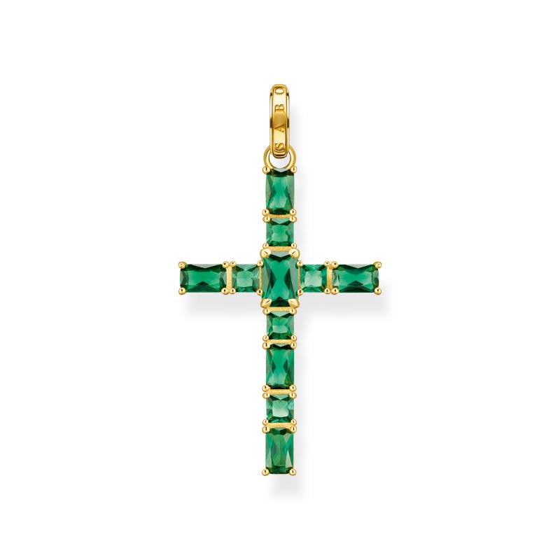 Thomas Sabo Anhänger Kreuz mit grünen Steinen vergoldet grün PE939-472-6 von Thomas Sabo