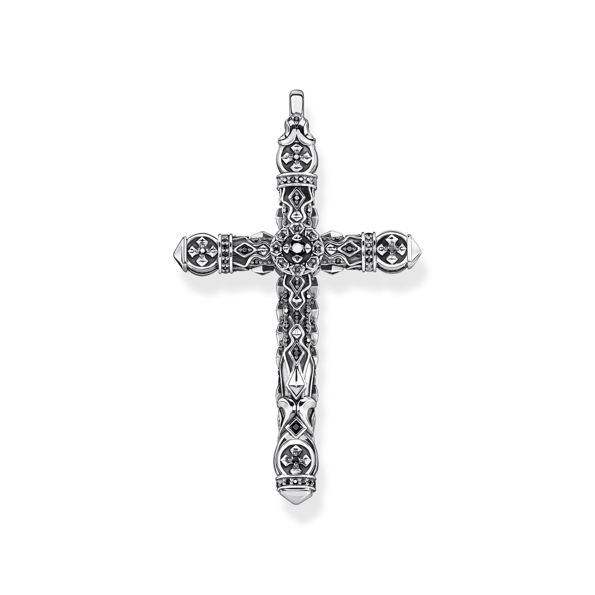 Thomas Sabo Anhänger Kreuz schwarze Steine silber schwarz PE902-643-11 von Thomas Sabo