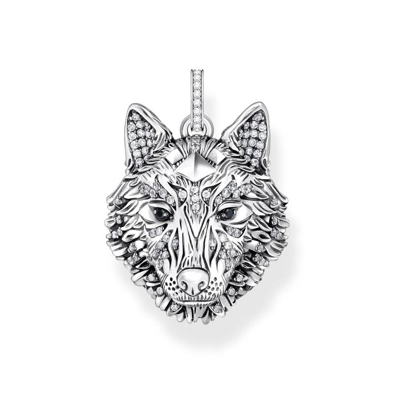 Thomas Sabo Anhänger Wolf Gesicht mit Steinen Silber geschwärzt silberfarben PE965-691-21 von Thomas Sabo