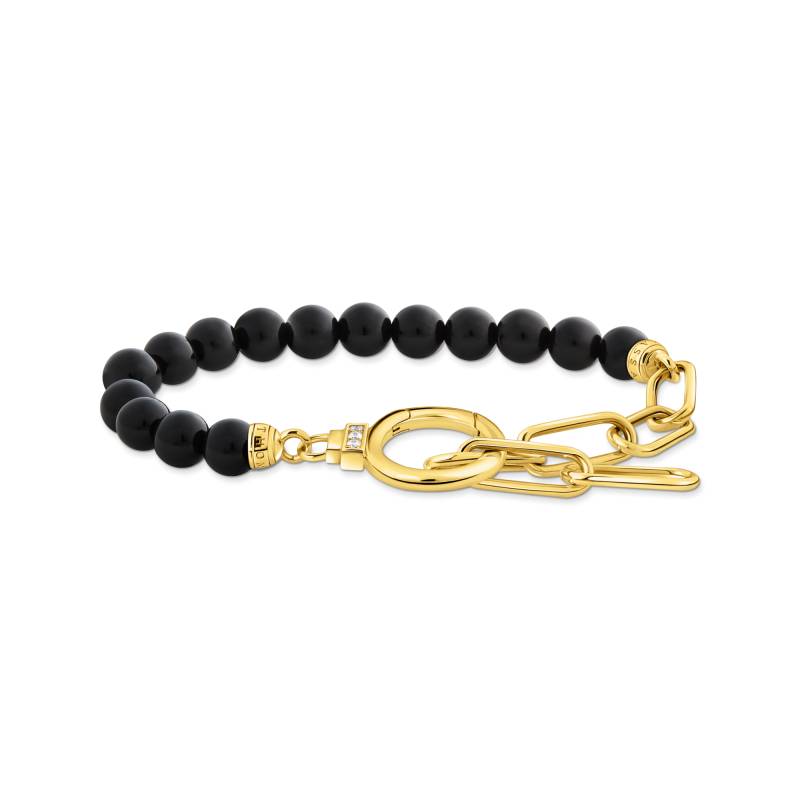 Thomas Sabo Armband aus Onyx-Beads und Ankerelementen  mit weißen Steinen vergoldet schwarz A2134-177-11-L19V von Thomas Sabo