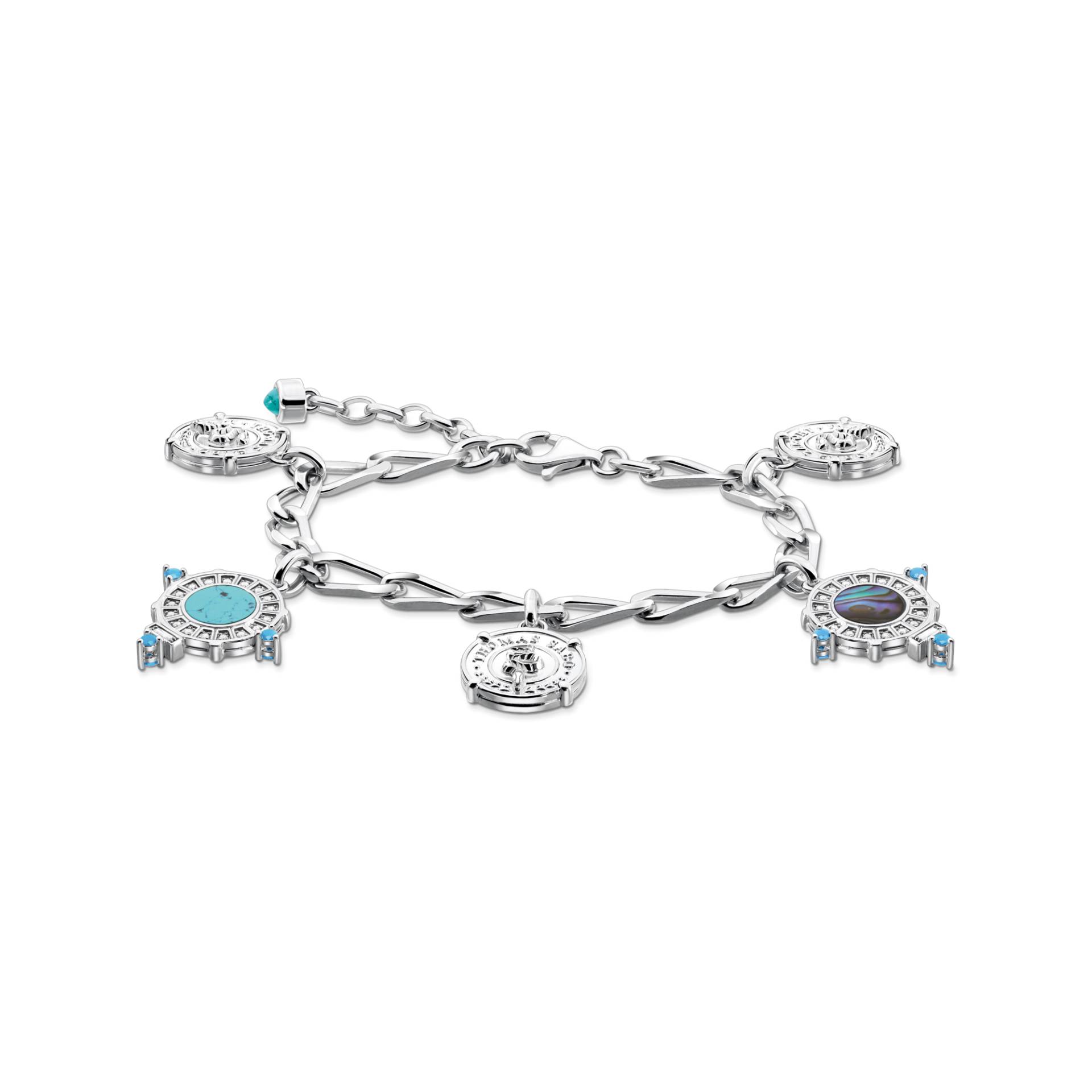 Thomas Sabo Armband mit Münzanhängern Silber türkis A2084-992-17-L19V von Thomas Sabo