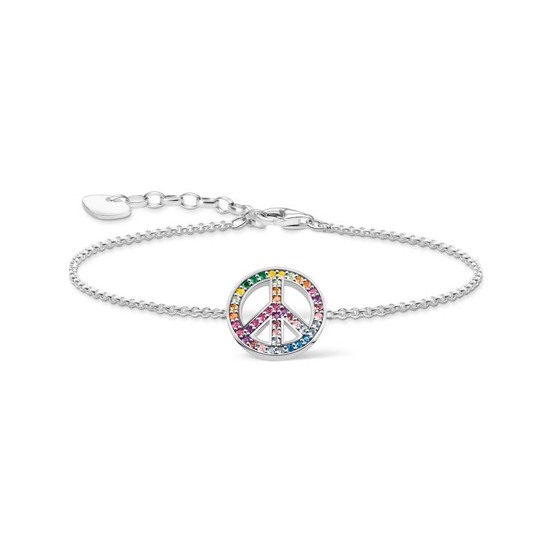 Thomas Sabo Armband mit Peace-Zeichen und bunten Steinen Silber geschwärzt mehrfarbig A2071-318-7-L19V von Thomas Sabo