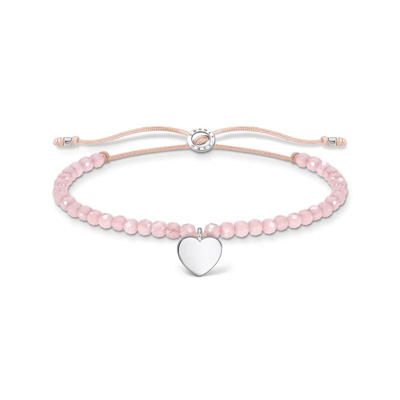 Thomas Sabo Armband mit Rosenquarz-Beads und Herz Silber pink A1985-813-9-L20V von Thomas Sabo