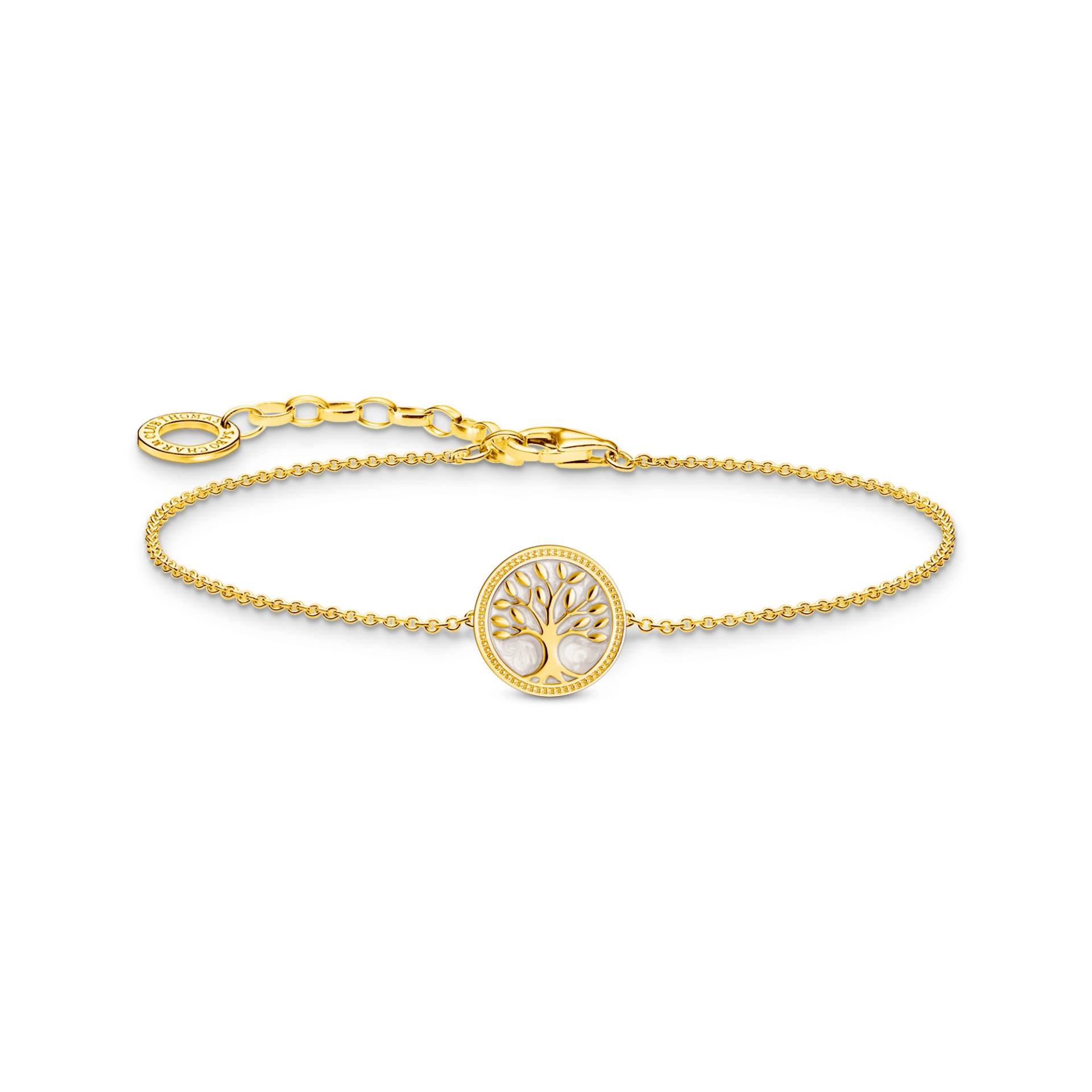 Thomas Sabo Armband mit Tree-of-Love-Anhänger und weißer Emaille vergoldet gelbgoldfarben A2160-427-39-L19V von Thomas Sabo