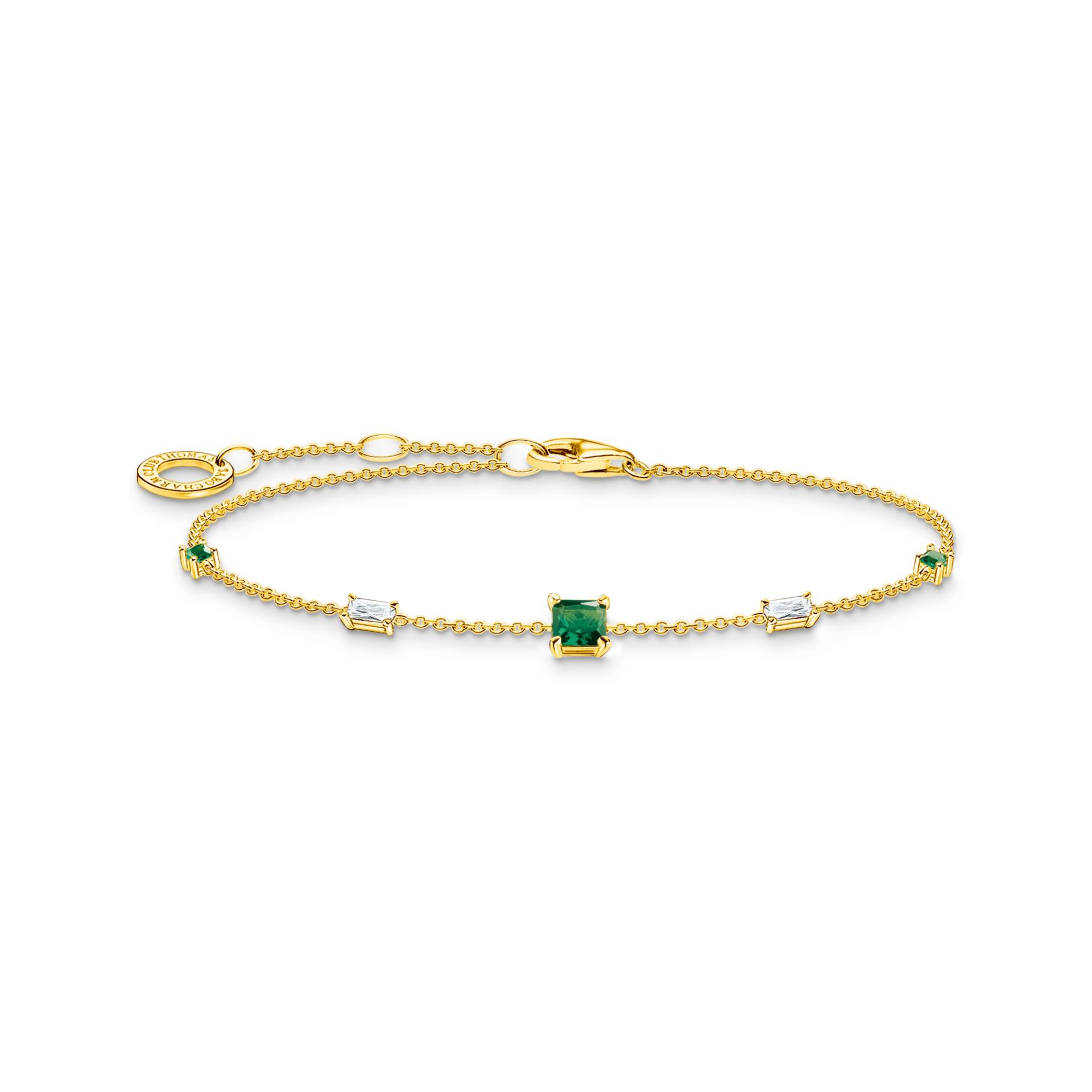 Thomas Sabo Armband mit grünen und weißen Steinen gold mehrfarbig A2059-971-7-L19V von Thomas Sabo