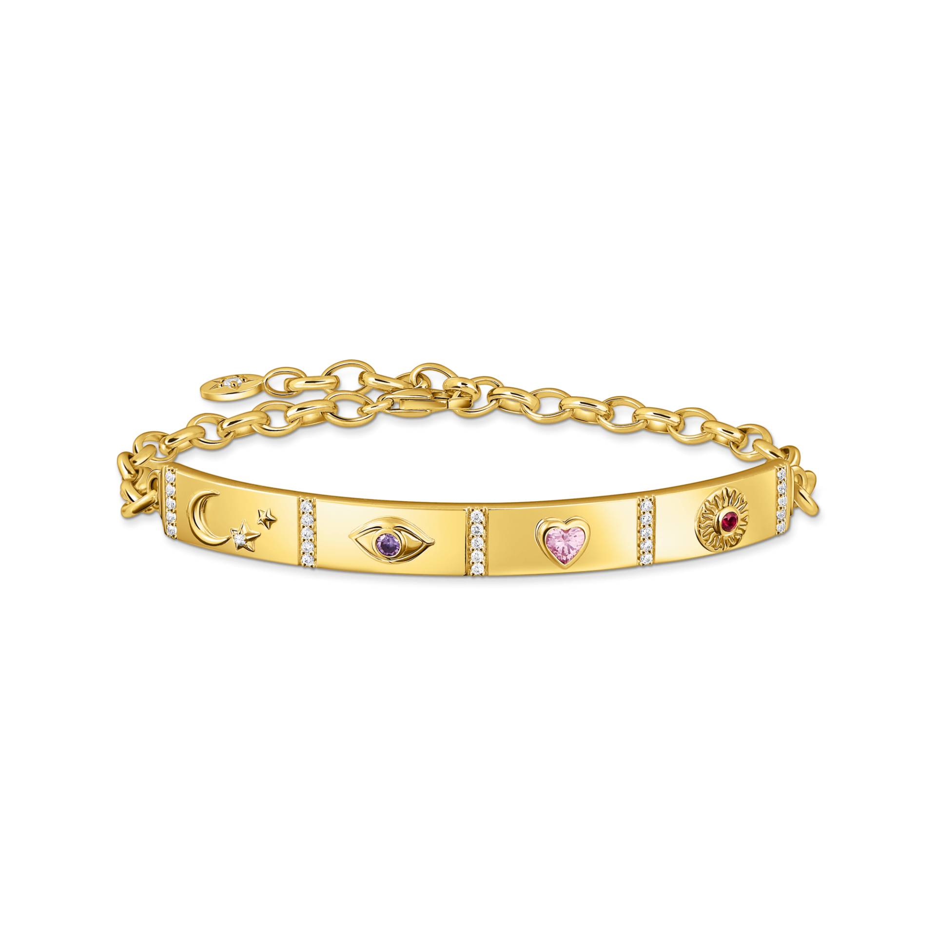 Thomas Sabo Armband mit kosmischen Symbolen und bunten Steinen vergoldet mehrfarbig A2139-995-7-L19V von Thomas Sabo