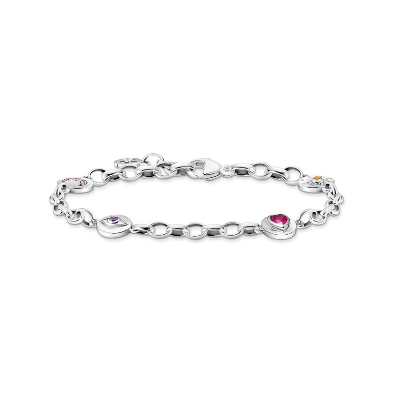 Thomas Sabo Armband mit symbolischen Mond, Auge, Herz und Sonne Silber geschwärzt mehrfarbig A2138-640-7-L19V von Thomas Sabo