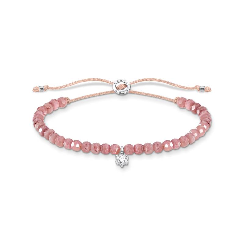 Thomas Sabo Armband mit rosa Jaspis-Beads und weißem Stein Silber pink A1987-401-9-L20V von Thomas Sabo