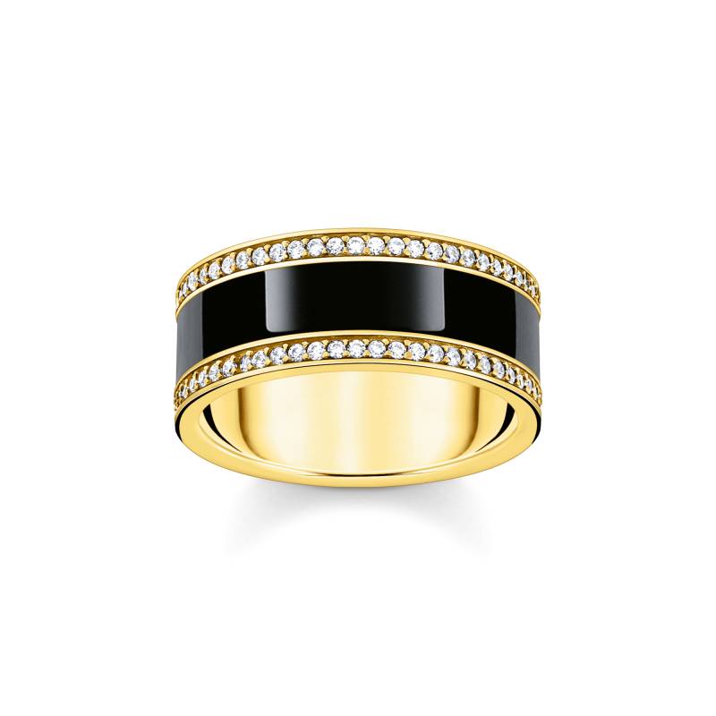 Thomas Sabo Bandring mit schwarzer Kaltemaille und weißen Steinen vergoldet schwarz TR2446-565-11-50 von Thomas Sabo