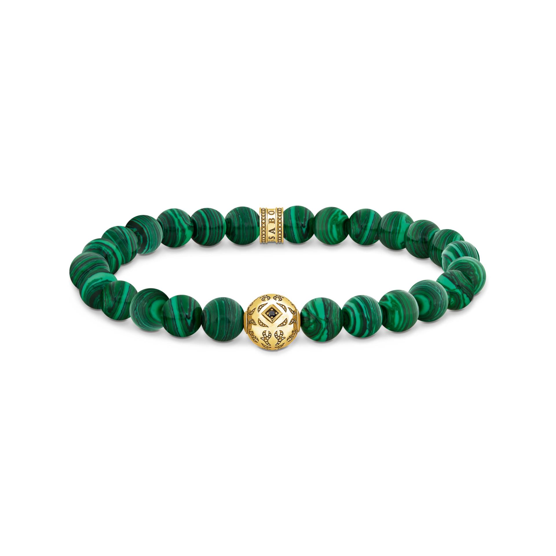 Thomas Sabo Beads-Armband aus grünen Steinen vergoldet grün A2145-140-6-L17 von Thomas Sabo