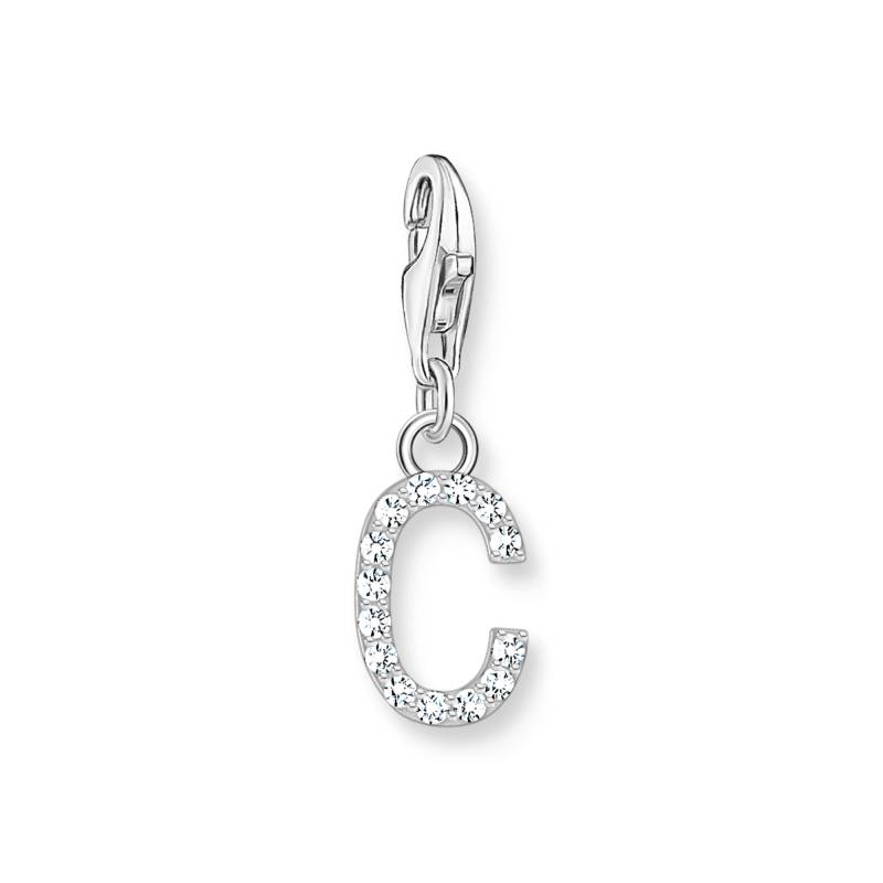 Thomas Sabo Charm-Anhänger Buchstabe C mit weißen Steinen Silber weiß 1943-051-14 von Thomas Sabo