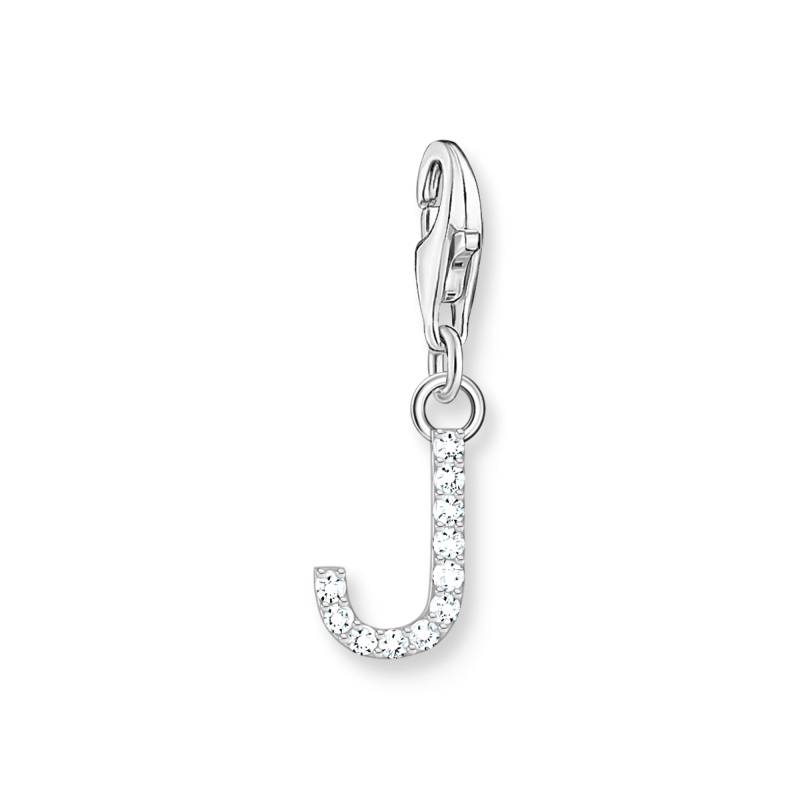 Thomas Sabo Charm-Anhänger Buchstabe J mit weißen Steinen Silber weiß 1949-051-14 von Thomas Sabo