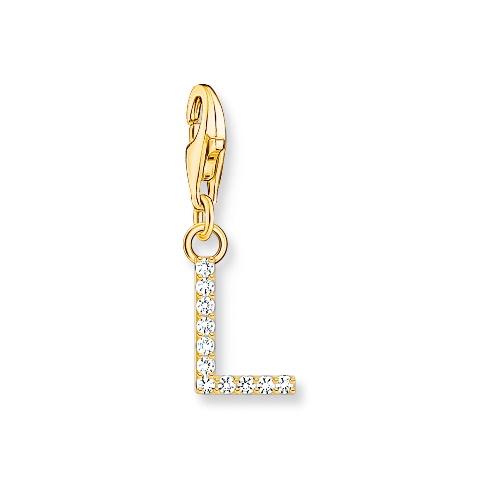 Thomas Sabo Charm-Anhänger Buchstabe L mit weißen Steinen vergoldet weiß 1975-414-14 von Thomas Sabo