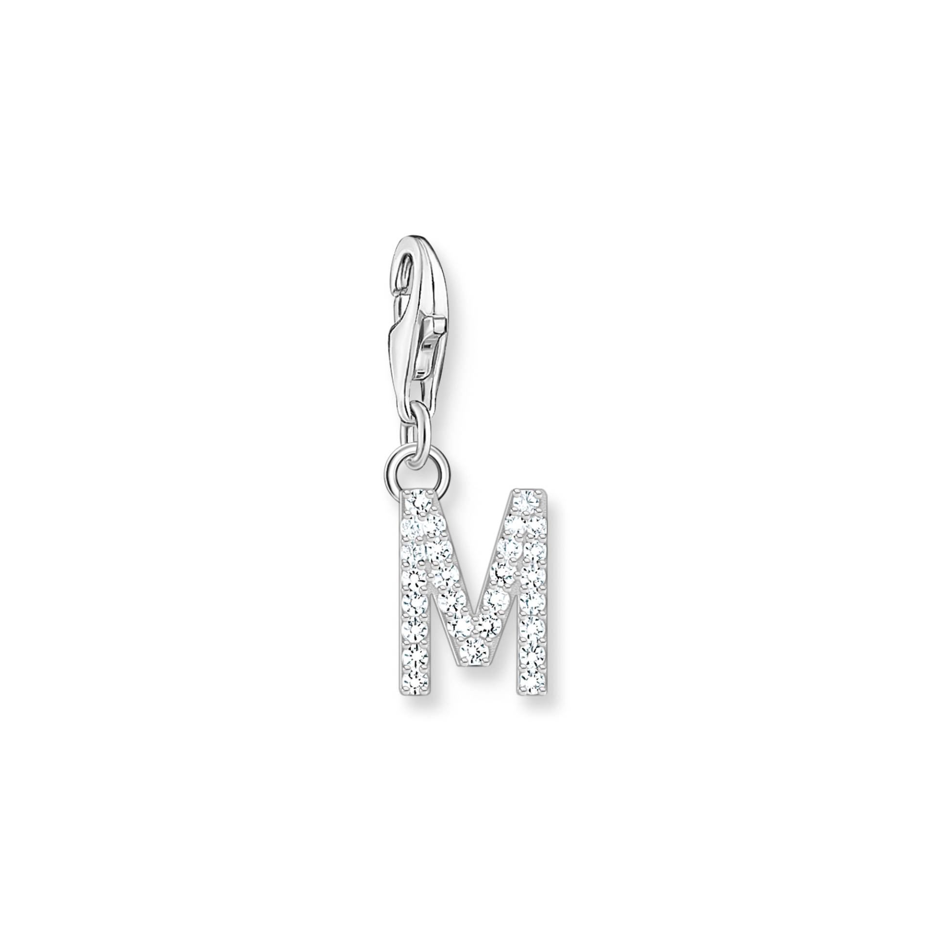 Thomas Sabo Charm-Anhänger Buchstabe M mit weißen Steinen Silber weiß 1941-051-14 von Thomas Sabo