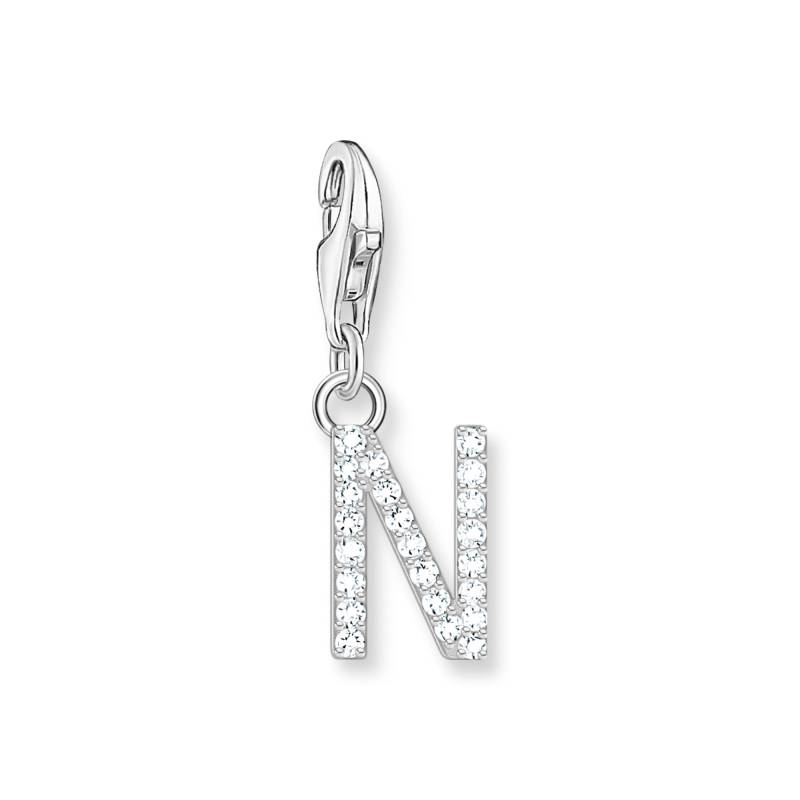 Thomas Sabo Charm-Anhänger Buchstabe N mit weißen Steinen Silber weiß 1951-051-14 von Thomas Sabo