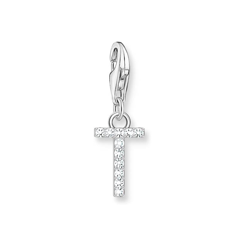 Thomas Sabo Charm-Anhänger Buchstabe T mit weißen Steinen Silber weiß 1957-051-14 von Thomas Sabo