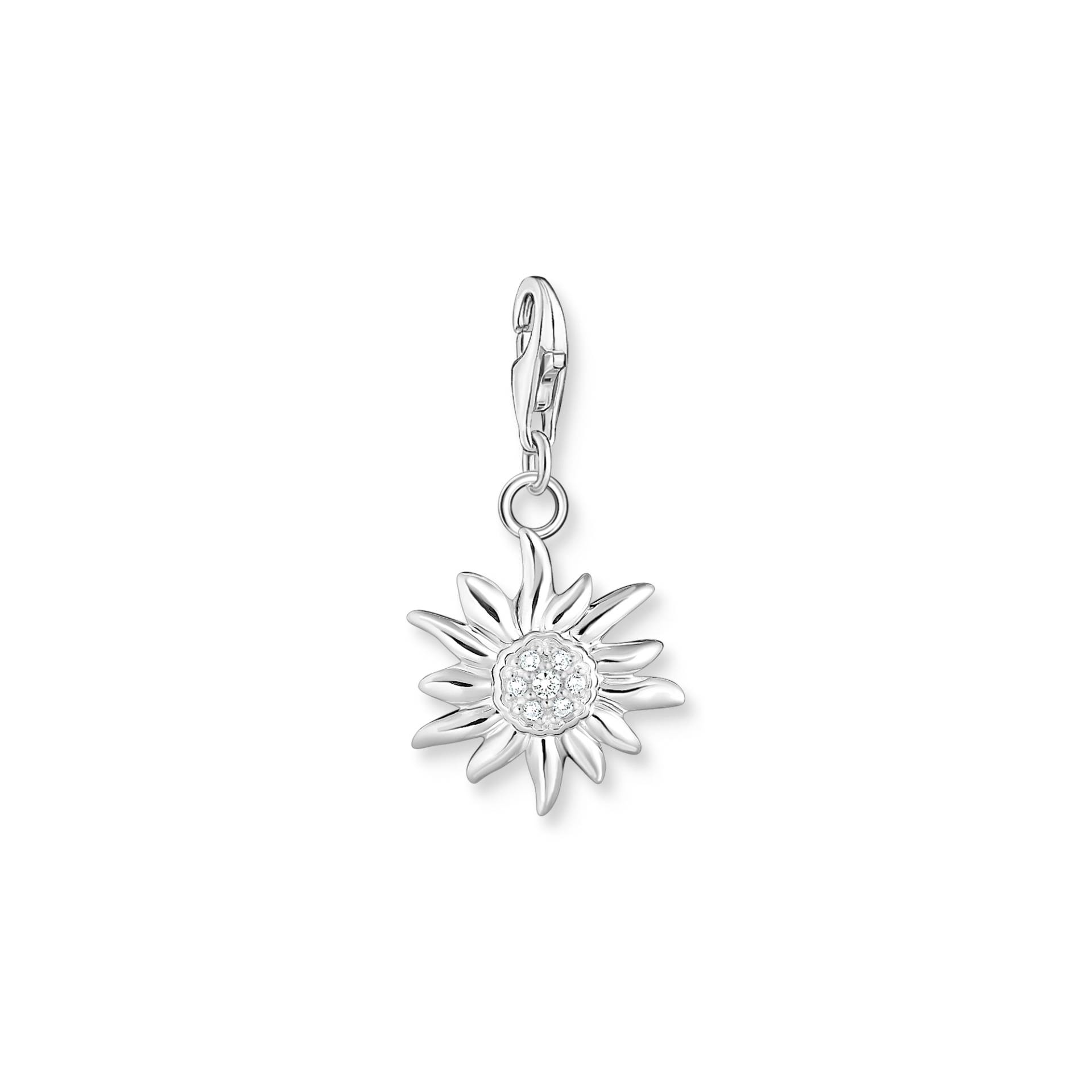 Thomas Sabo Charm-Anhänger Edelweiß Blume mit weißem Stein Silber weiß 2115-051-14 von Thomas Sabo