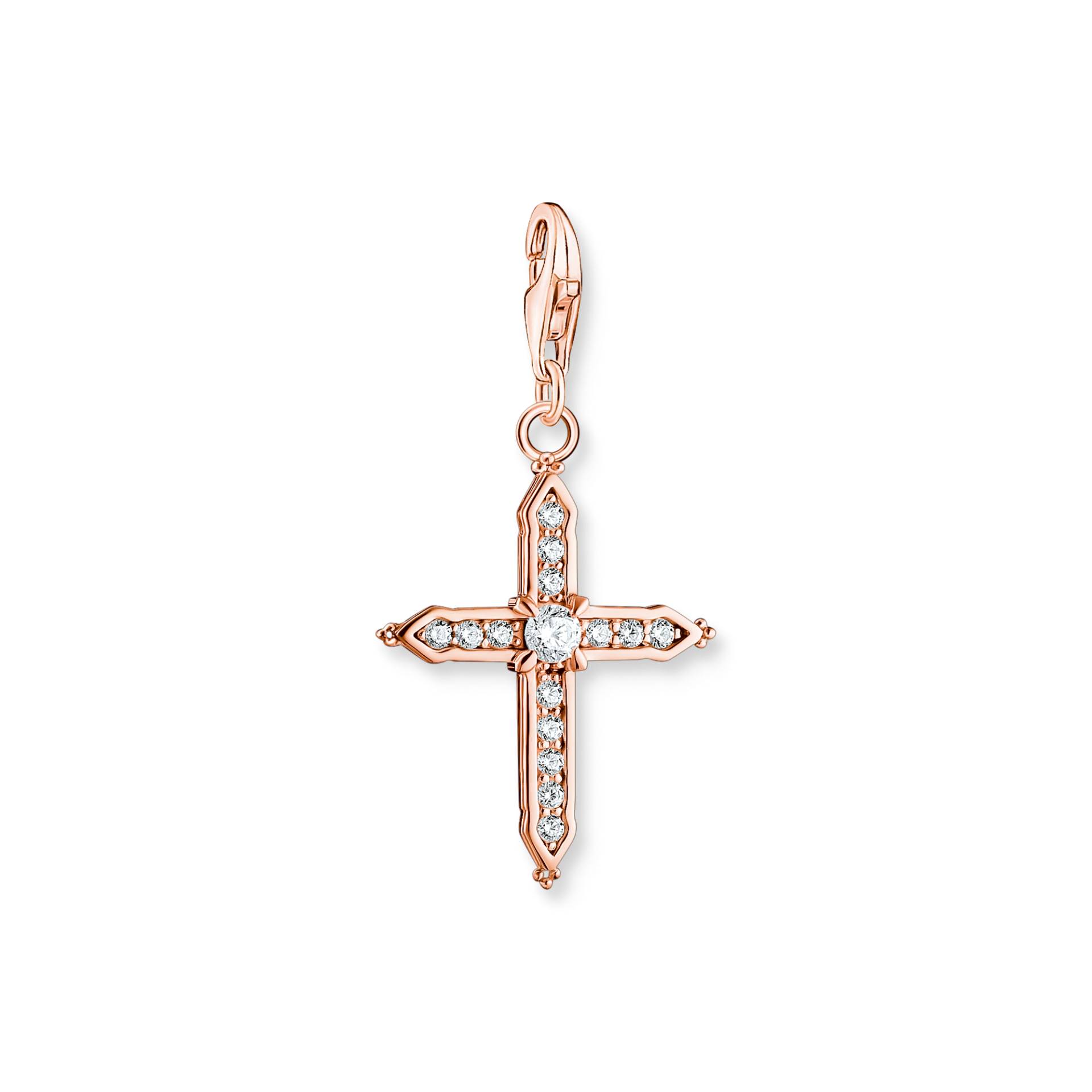 Thomas Sabo Charm-Anhänger Kreuz mit weißen Steinen roségold weiß 1913-416-14 von Thomas Sabo