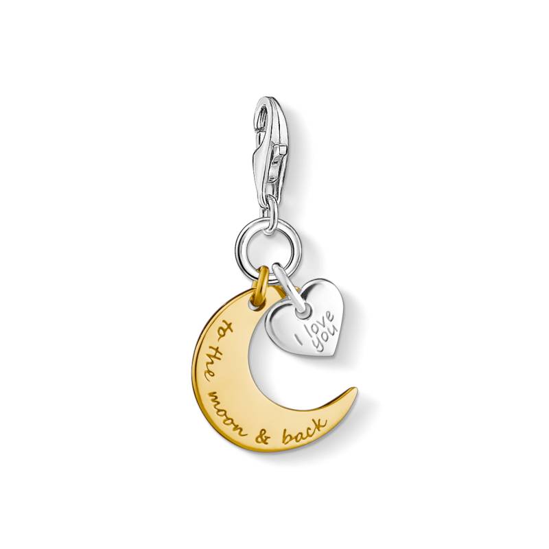 Thomas Sabo Charm-Anhänger Mond und Herz I Love you TO THE MOON und BACK gelbgoldfarben 1443-413-39 von Thomas Sabo