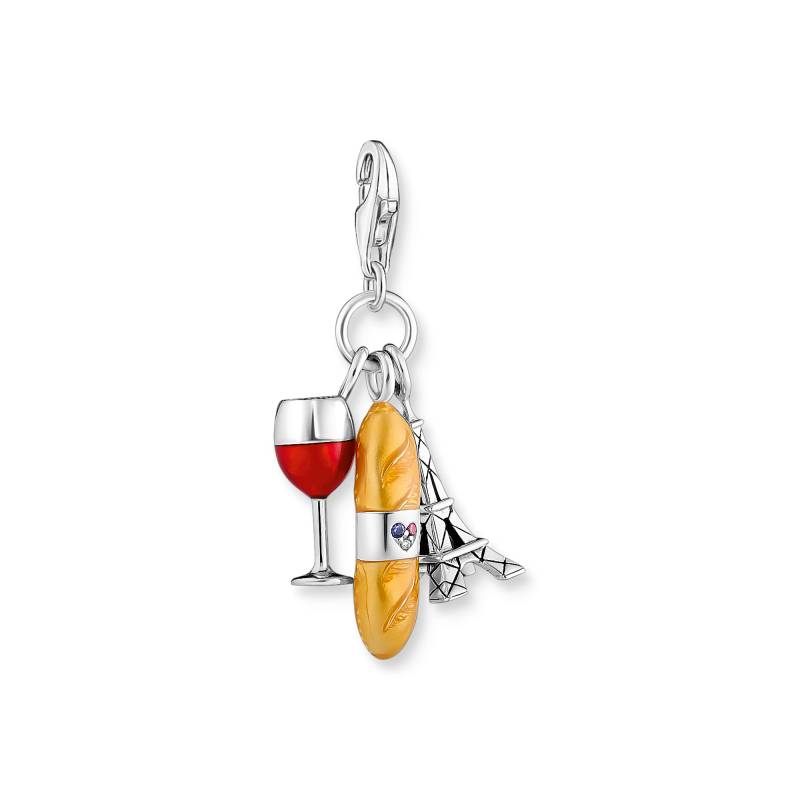 Thomas Sabo Charm-Anhänger Rotweinglas, Baguette und Eiffelturm Silber mehrfarbig 2078-390-7 von Thomas Sabo