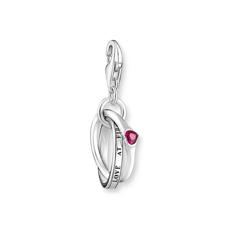 Thomas Sabo Charm-Anhänger Together-Ring mit rotem Stein Silber rot 2070-639-10 von Thomas Sabo