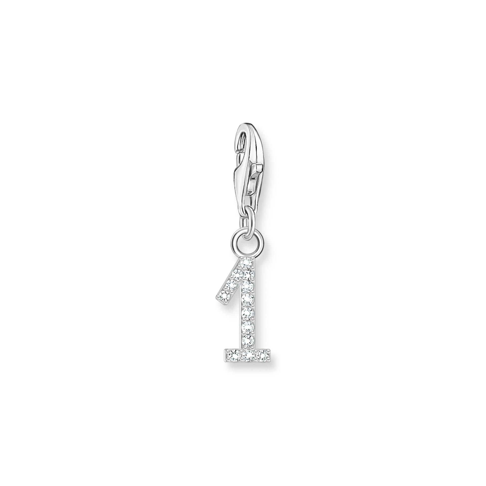 Thomas Sabo Charm-Anhänger Zahl 1 mit weißen Steinen Silber silberfarben 2125-051-21 von Thomas Sabo