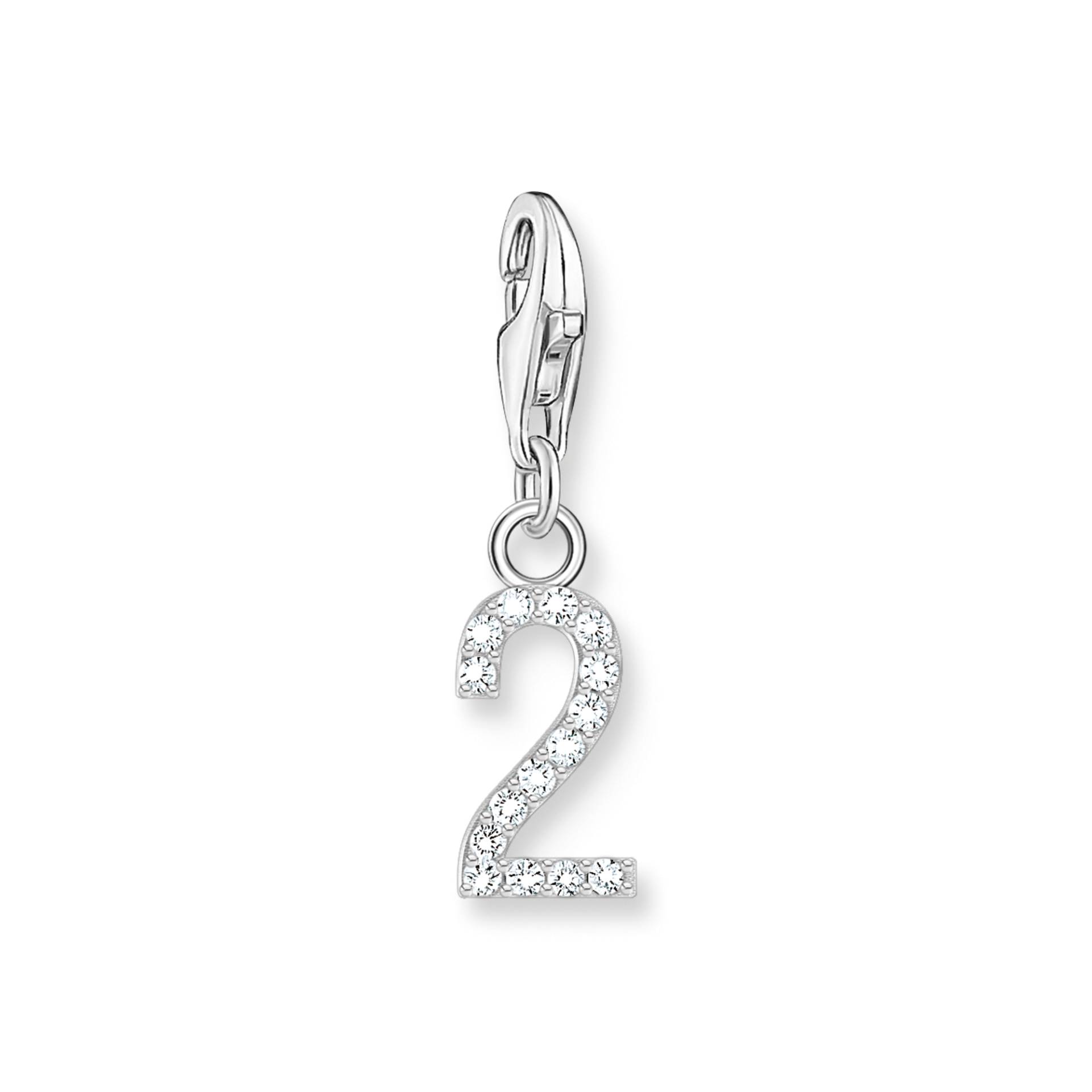 Thomas Sabo Charm-Anhänger Zahl 2 mit weißen Steinen Silber silberfarben 2126-051-21 von Thomas Sabo