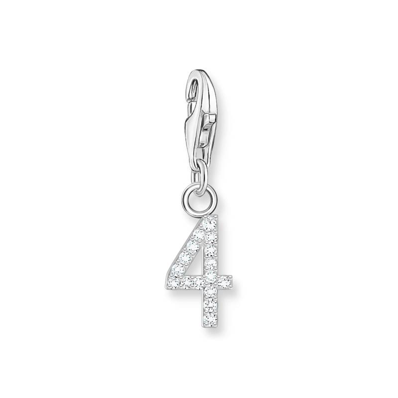 Thomas Sabo Charm-Anhänger Zahl 4 mit weißen Steinen Silber silberfarben 2128-051-21 von Thomas Sabo