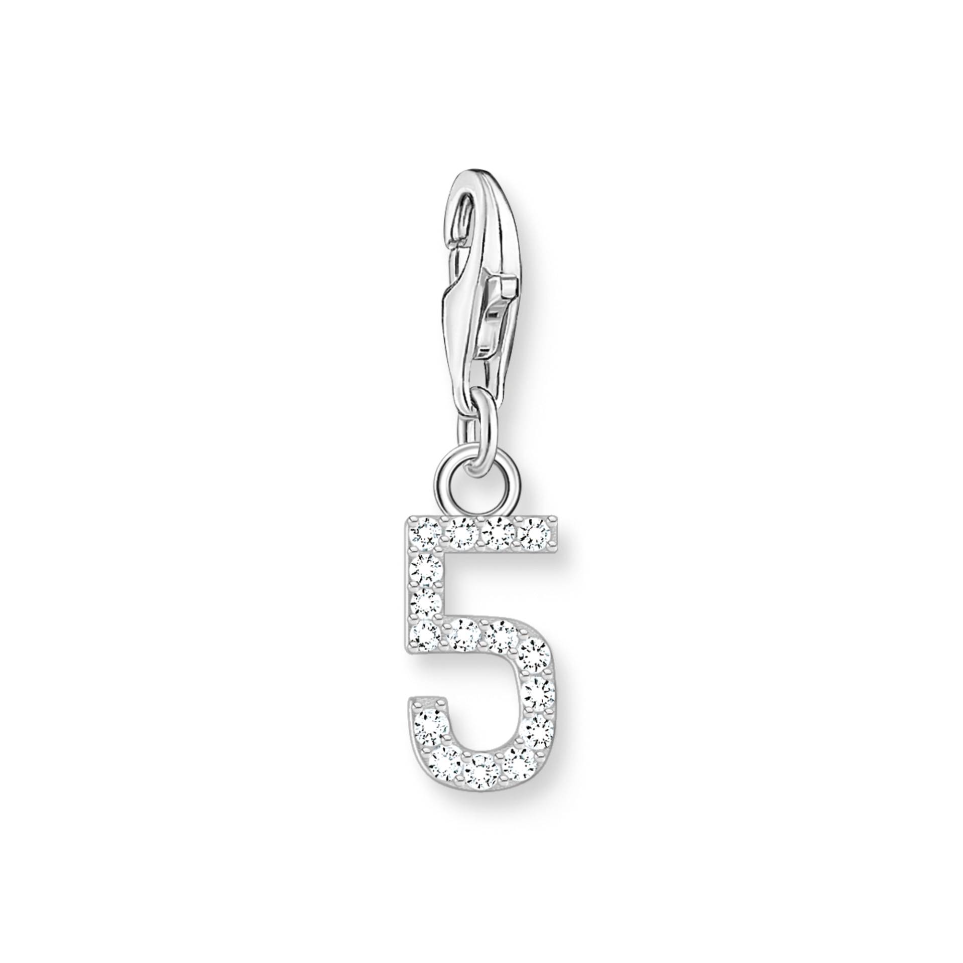 Thomas Sabo Charm-Anhänger Zahl 5 mit weißen Steinen Silber silberfarben 2129-051-21 von Thomas Sabo