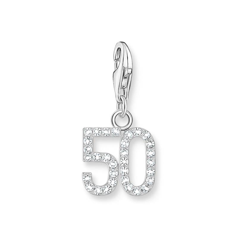 Thomas Sabo Charm-Anhänger Zahl 50 mit weißen Steinen Silber silberfarben 2138-051-21 von Thomas Sabo